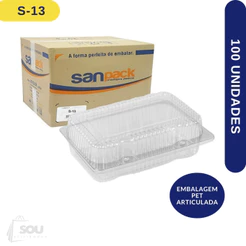 Embalagem PET Retangular Articulada Pequena Sanpack S13