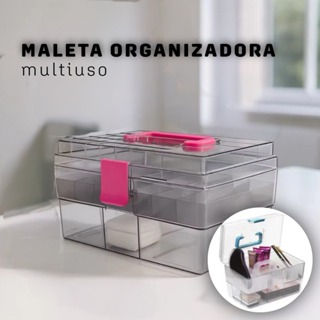Maleta Organizadora Multiuso Maquiagem Esmaltes Joias Costura Medicamentos Odontologia em Oferta na Shopee