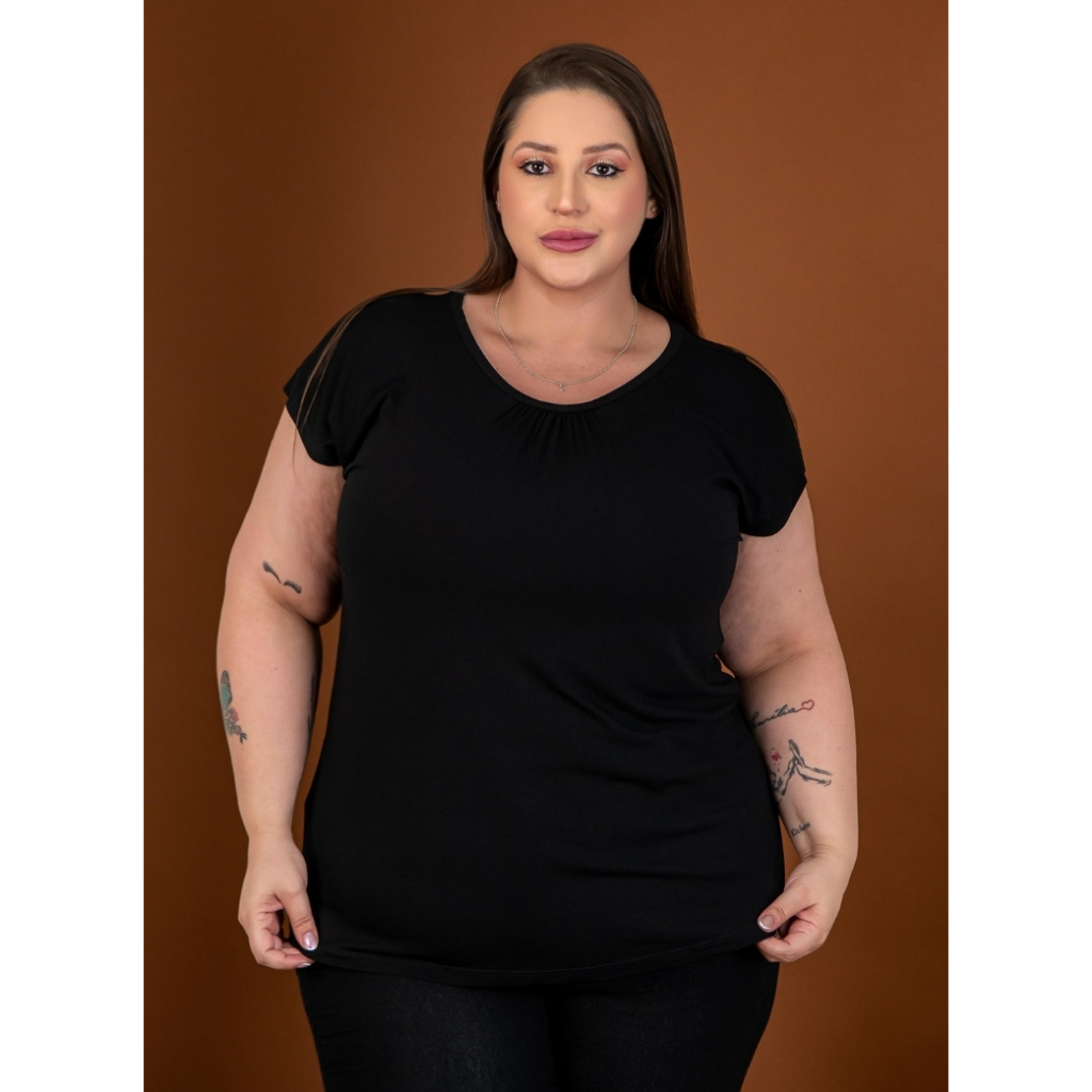 Camisa Plus Size Social Feminina Soltinha Elegante com Detalhe Franzido – Moda Feminina Plus Size