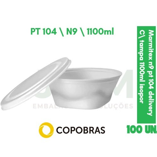 Marmita de Isopor Marmitex Pote e Tampa pt104 - 1100ml