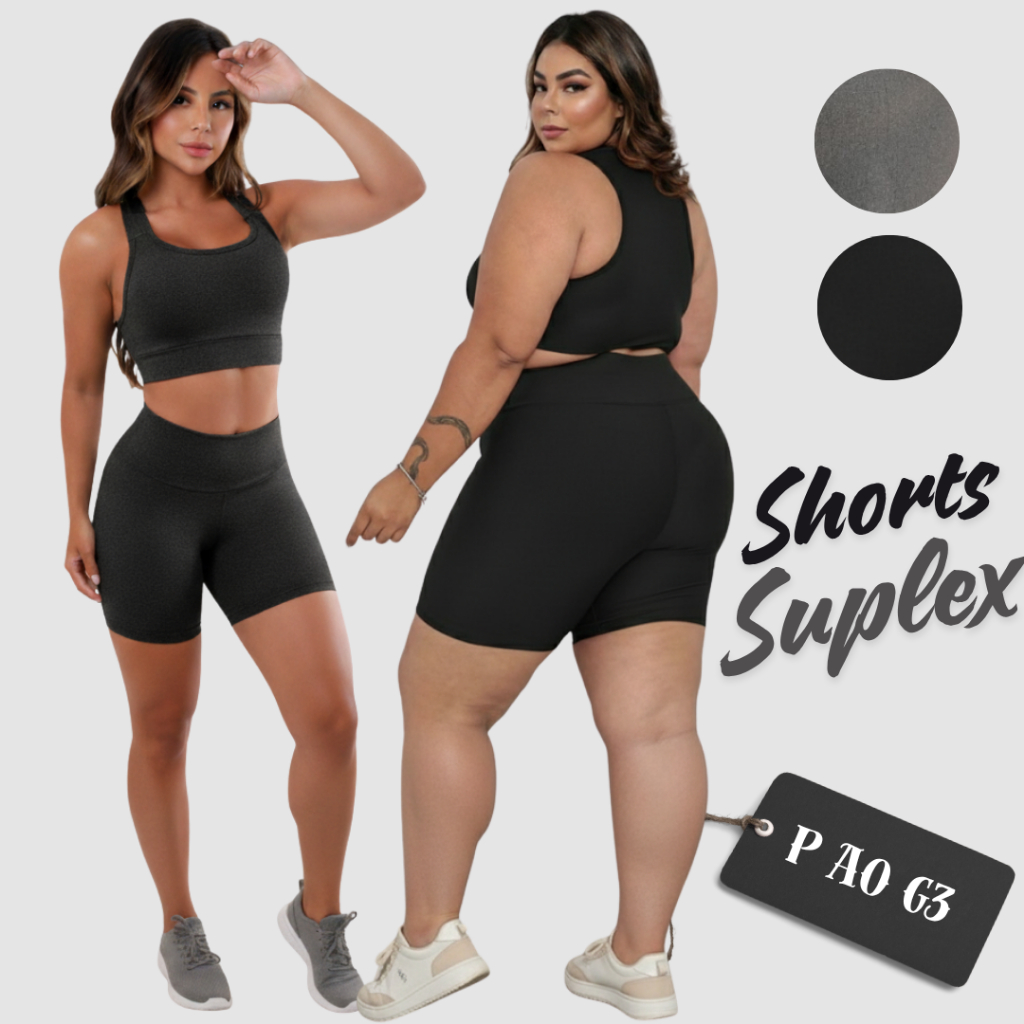 Shorts Legging Feminino Fitness Academia Em Suplex Meia Coxa Liso Cós Alto P Ao G3