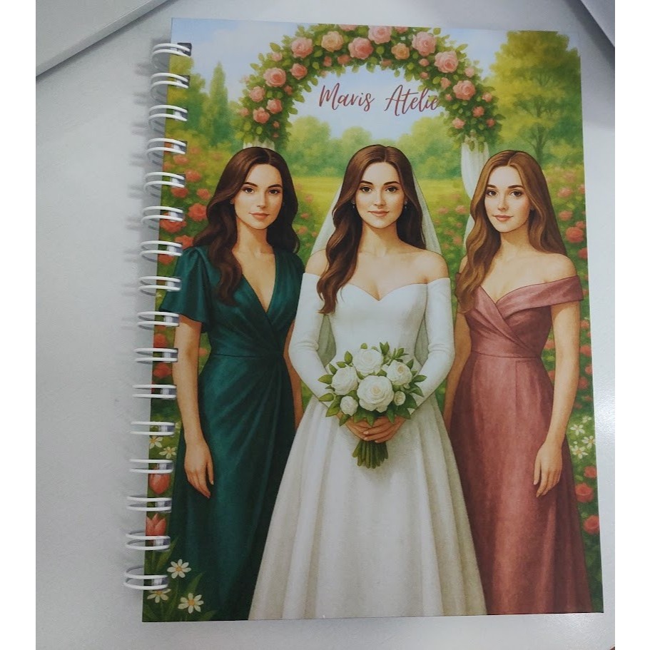 Agenda Casamento Tema Noiva e Madrinhas 💍 Capa Dura Floral Artística Agenda da Noiva 🌷Perfeita para Planejar o Casamento