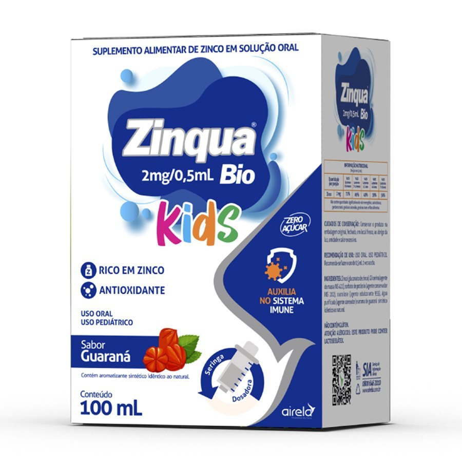 Suplemento Alimentar Zinqua Bio Kids Sabor Guaraná 100ml