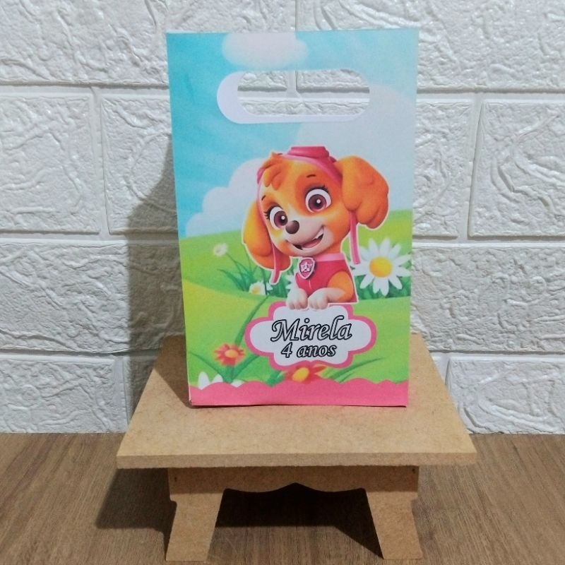 Sacolinha Personalizada Skye Patrulha Canina com tamanho (P)lembrancinha de festa aniversário