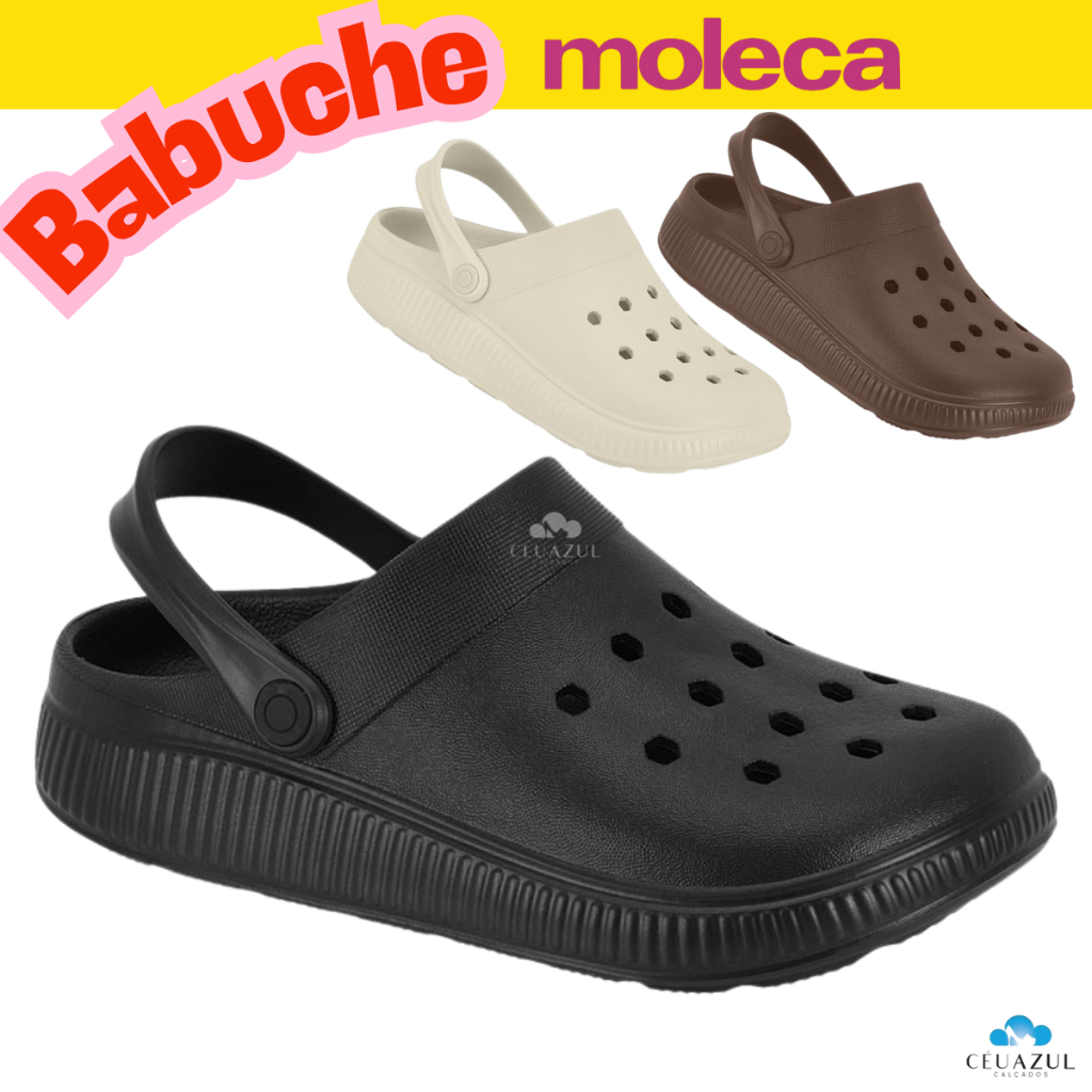 Chinelo Clog Moleca Feminino Conforto Casual Leveza Dia a Dia em Oferta na Shopee