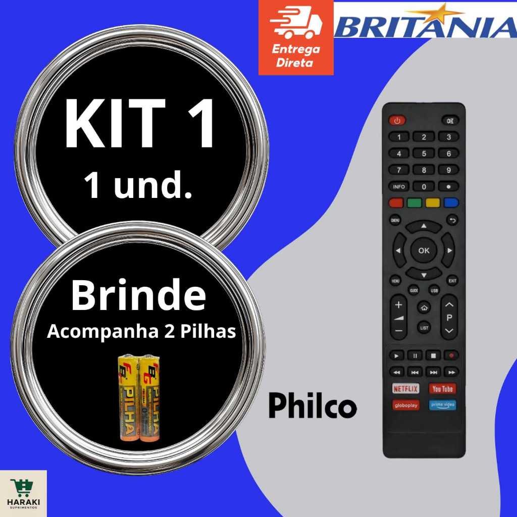 Controle Remoto TV Philco e Britânia Smart 4k UHD Compatível em Oferta na Shopee
