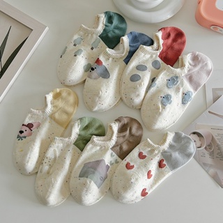 3/6/12 pares de Meias femininas fofas com estampa de desenhos animados – Meias soquete invisíveis confortáveis em Oferta na Shopee