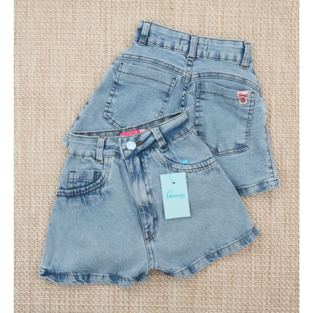 Short frente 100% marmorizado claro - Short Feminino curto claro ou escuro tendencia moda blogueira verão cronicas jeans