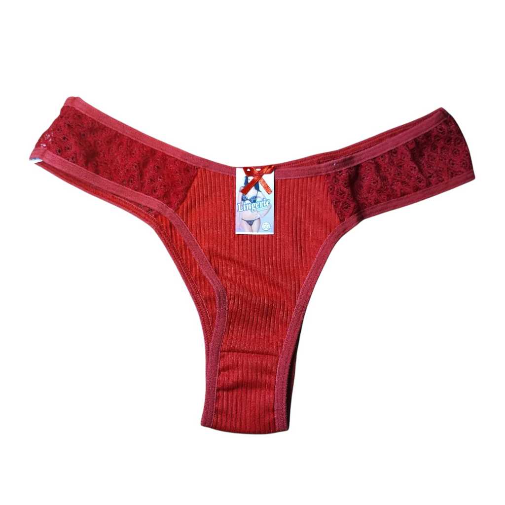 Calcinha Tanga Canelada com Renda Lateral e Laço – Conforto e Sofisticação G/GG