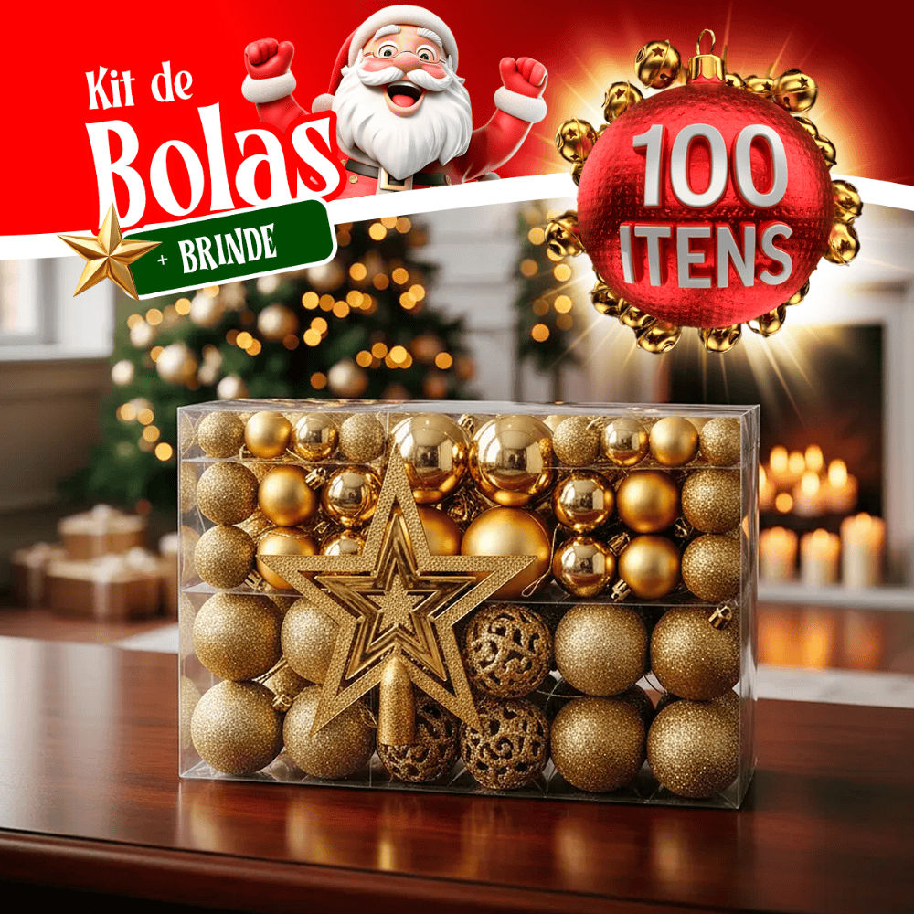 Kit 100 Bolas de Natal Decorativas para Árvore – Enfeites de Festa Clássicos e Brilhantes
