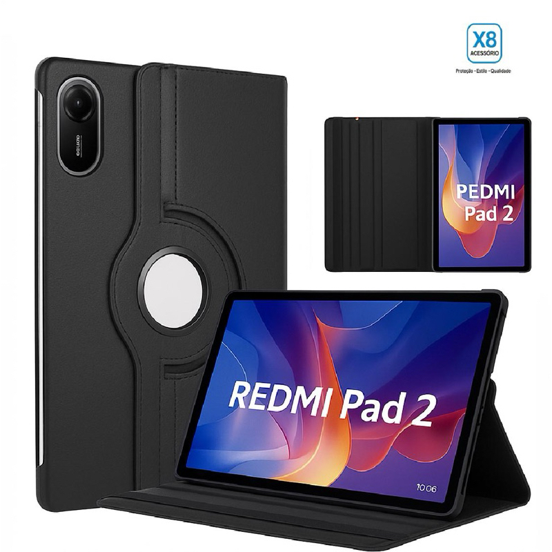 kit capa giratória 360 + pelicula + ganeta touch univesal para xiaomi redmi pad 2 11polegado 2025
