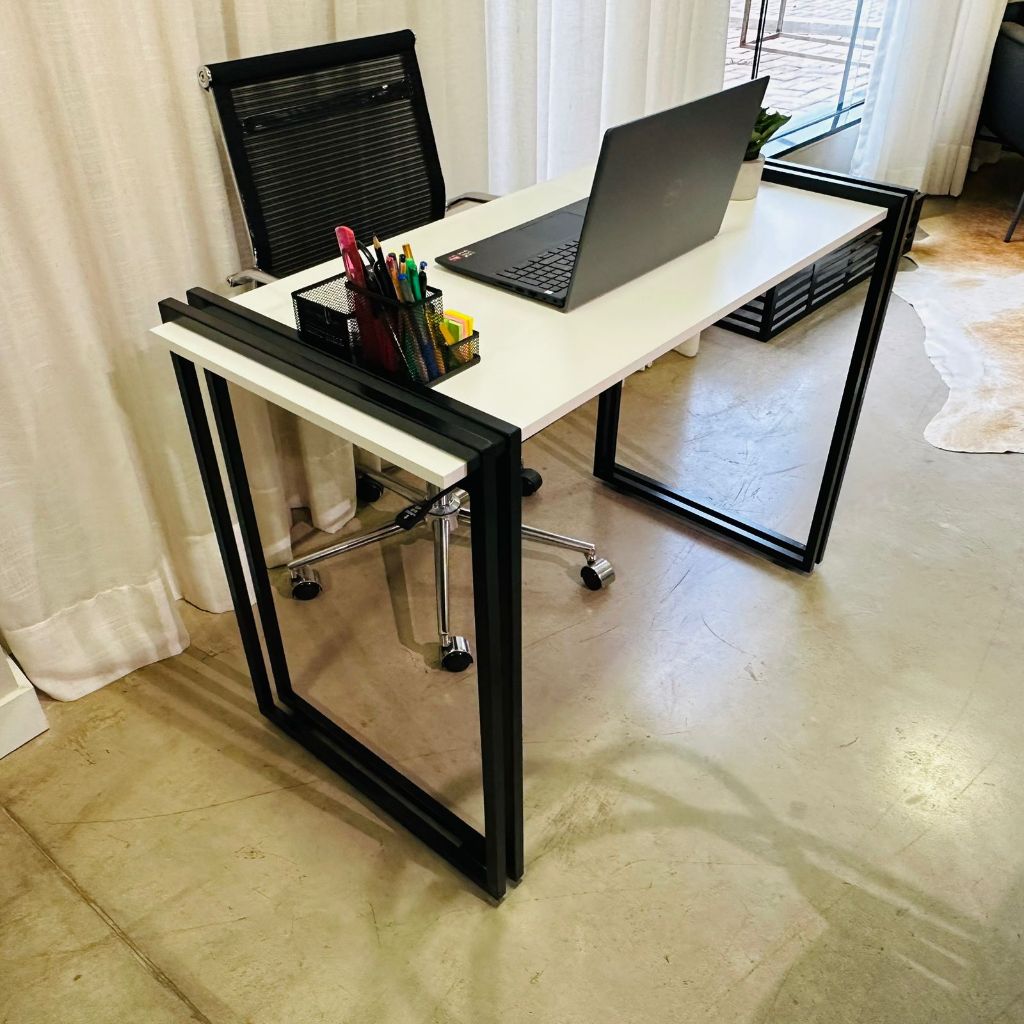 MESA ESCRITÓRIO ESTILO INDUSTRIAL PÉ DUPLO  MODERNO-103