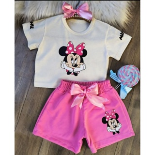 Conjunto infantil menina cropped + short Lançamento verão em Oferta na Shopee