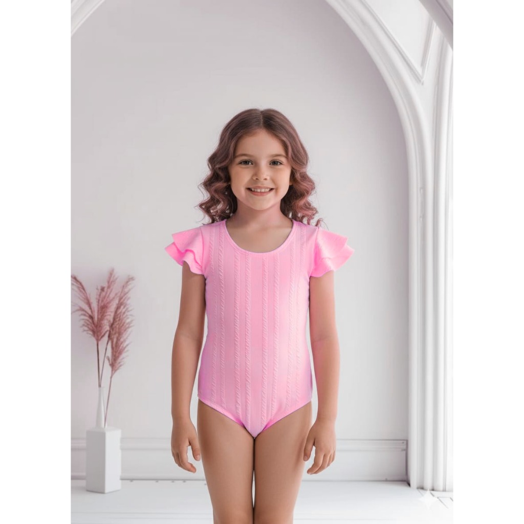 Body Infantil Feminino com Babado nas Mangas Roupa Confortável, Menina e crianças primavera verão*