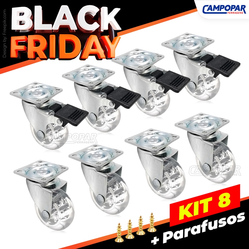 Kit 8 Rodízios Rodinhas Para Móveis 50mm 4 Com E 4 Sem Trava em Oferta na Shopee