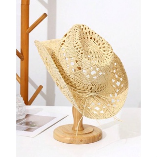 Chapéu Gypsy Boho Palha Durinha Hippie Chic Cowboy de Praia Virginia em Oferta na Shopee