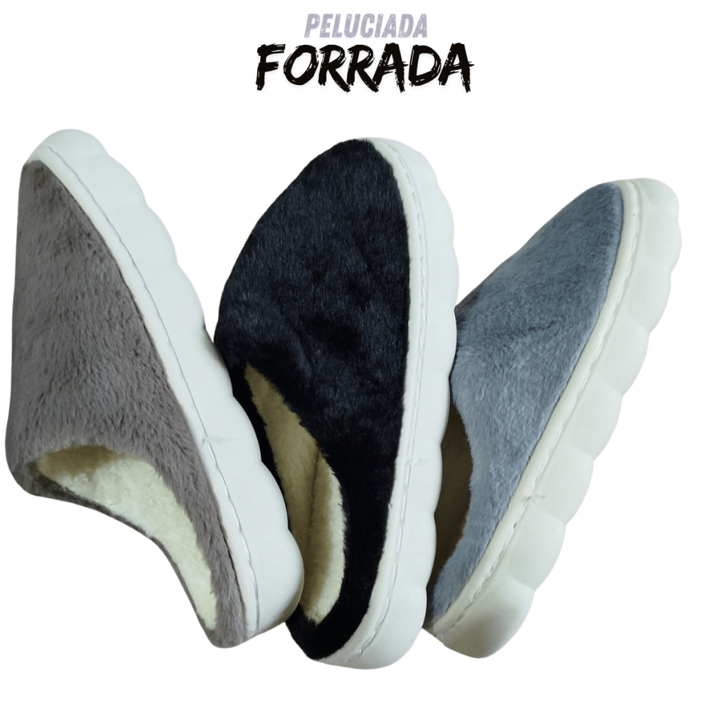 Pantufa  Feminina E Masculina Peluciada Forrada leve e Confortável Antiderrapante Quentinha