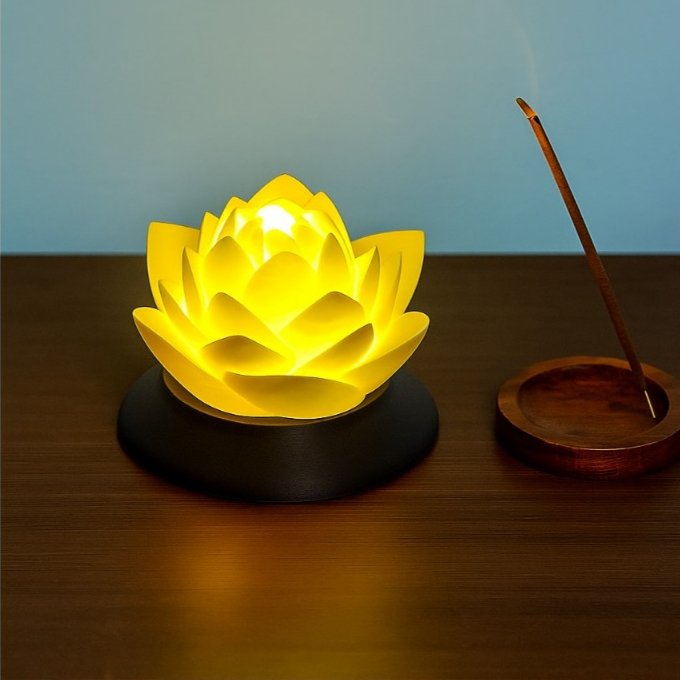 Imagem Luminária Flor de Lótus LED 3D – Luz Decorativa Zen e Relaxante