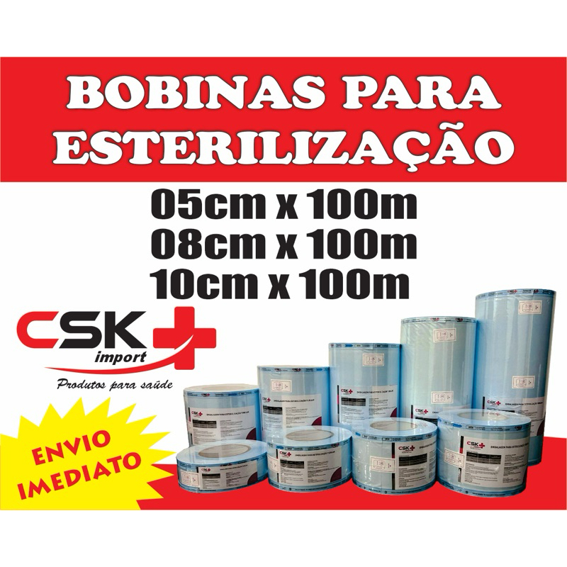 Bobina embalagem esterilização papel grau cirúrgico CSK IMPORT em Oferta na Shopee