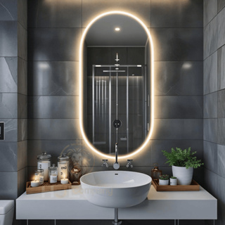 Espelho Oval com LED Bivolt – Iluminado, Moderno e Perfeito para Banheiro e Maquiagem em Oferta na Shopee