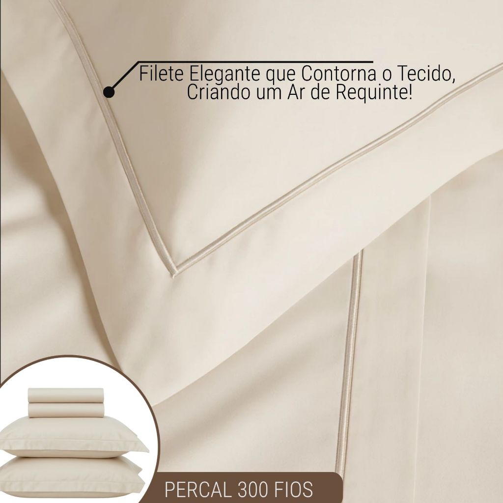 Jogo de Cama Lençol 4 Peças 100% Algodão 300 Fios Percal Casal Queen King Essence Habitat