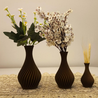 Kit Vasos Decorativos Luxo Marrom em Espiral Elegante / Moderno - Jarro Decoração em Oferta na Shopee