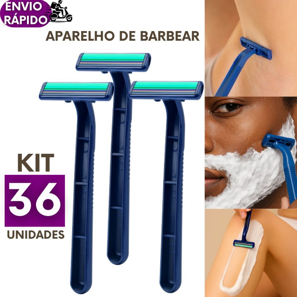 Kit 36 Prestobarba Aparelho de Barbear 2 Lâminas Fita Lubrificante Barbeador Descartável Premium em Oferta na Shopee