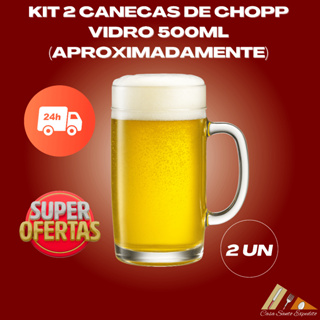 CANECA DE CHOPP VIDRO LISA GRANDE RESISTENTE KIT 2 UNIDADES 500ML (APROXIMADAMENTE) ENVIO IMEDIATO em Oferta na Shopee