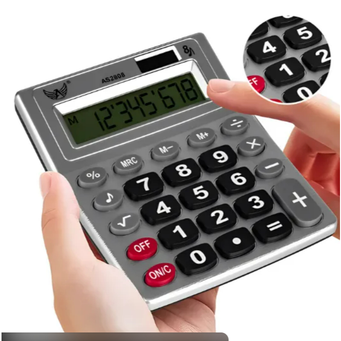 Calculadora de Mesa Altomex AS-2808 | 8 Dígitos, Visor Grande, Solar e Bateria