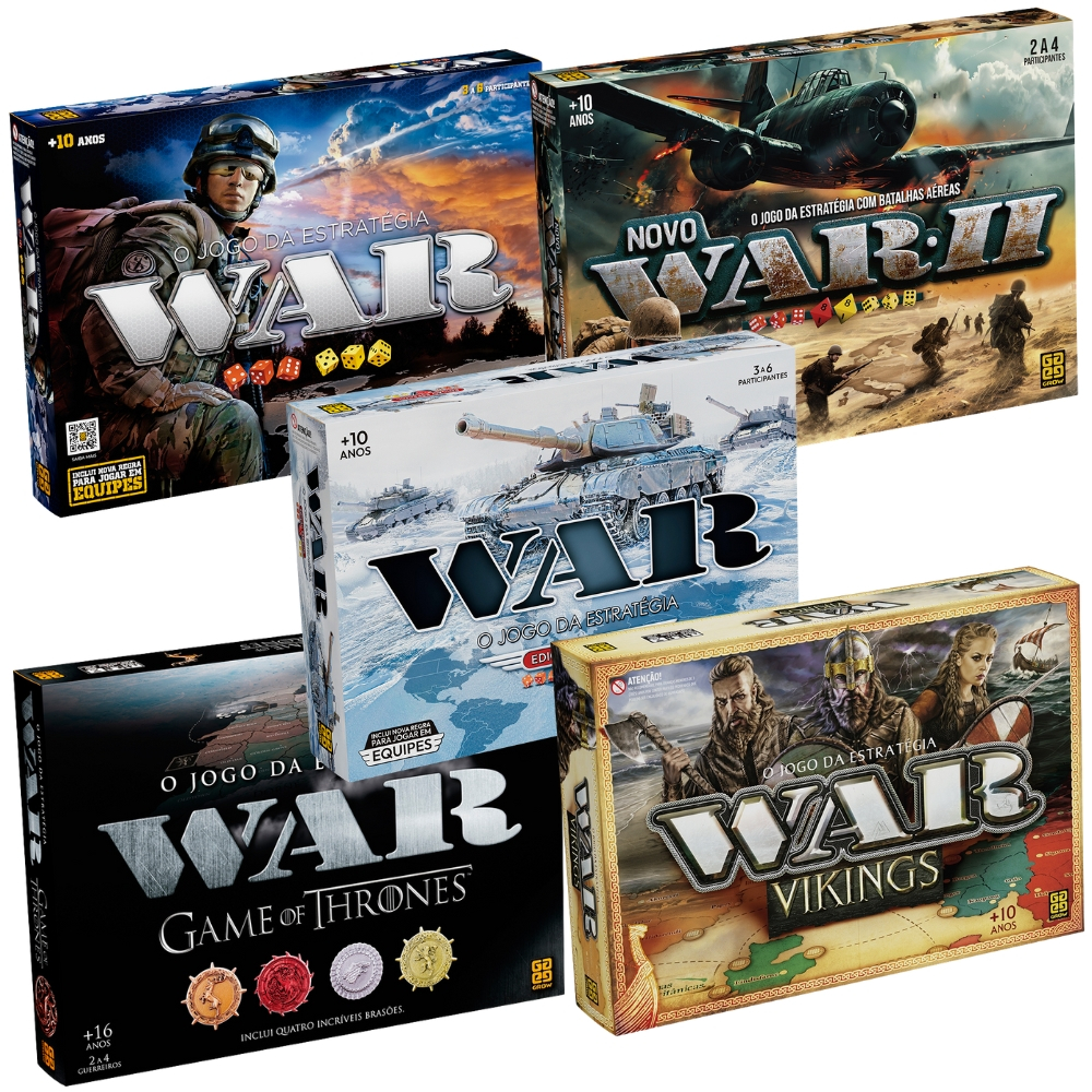 JOGO WAR ESTRATÉGIA GROW TABULEIRO DIVERSÃO BRINQUEDOS GAMES MESA GUERRA BATALHAS CARTAS TERRITÓRIOS em Oferta na Shopee