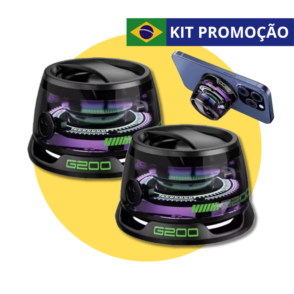 Caixa de Som Portátil Magnética G200 Bluetooth 5.4 Mini Subwoofer suporte Celular Carro esportes