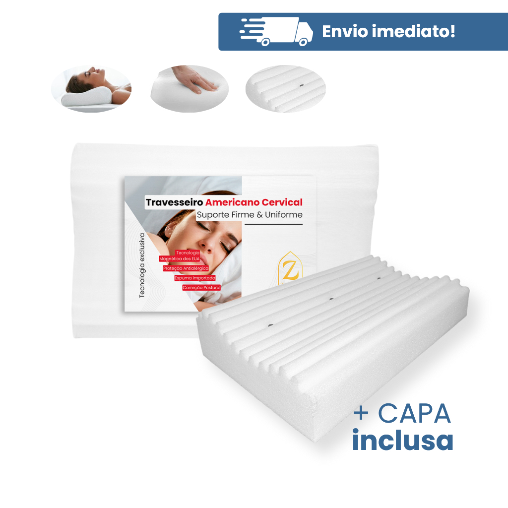Travesseiro Ortopédico Magnetico Pillow Cervical anatomico com infravermelho