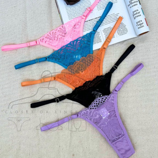 Kit 5 Calcinhas Renda Microfibra Fio Duplo Empina Bumbum com Regulagem Lateral Lingerie Moda Intima em Oferta na Shopee