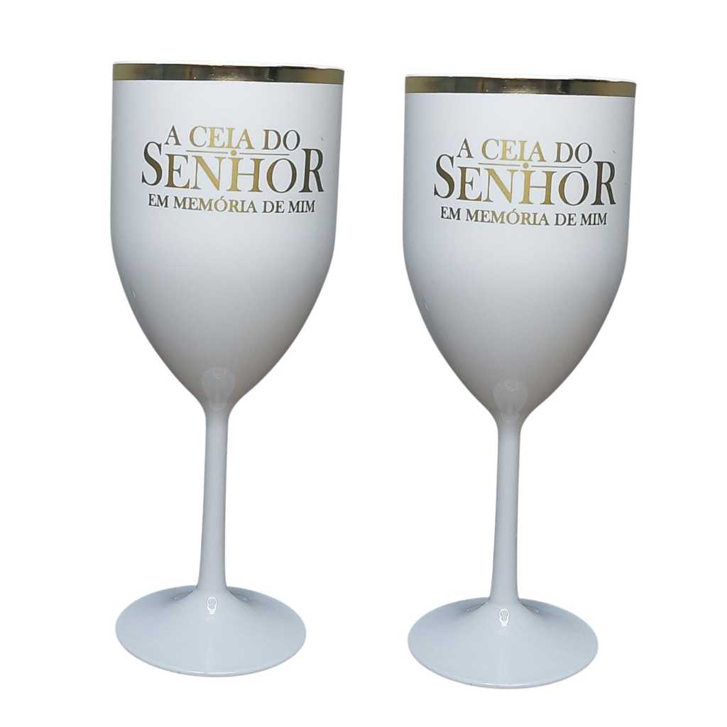 Kit 2 Unidades Taça Para Mesa De Santa Ceia Transparente / Branca/ Dourada/ Vermelha em Oferta na Shopee