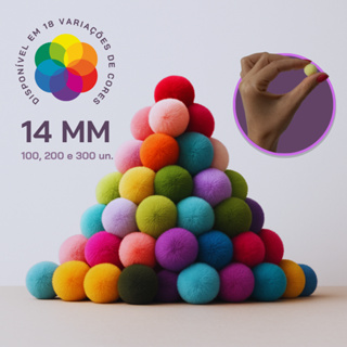 Kit Pompom de poliéster 14mm com 100, 200, 300 e 500 unidades bolinha diversas cores em Oferta na Shopee