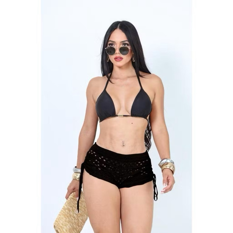 Saida de Praia Short Tricot Moda Verão