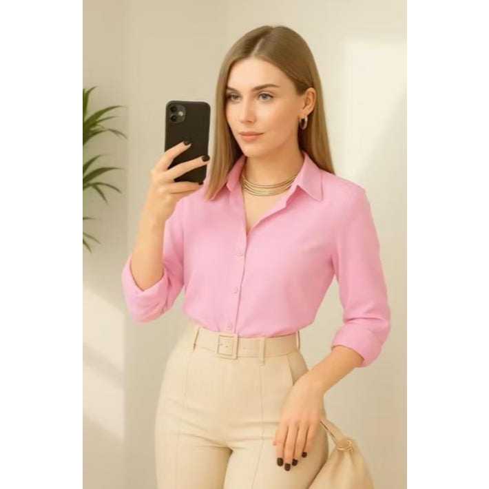 Camisa Feminino Manga Longa – Moda Feminina Tendência 2025 Casual e Elegante