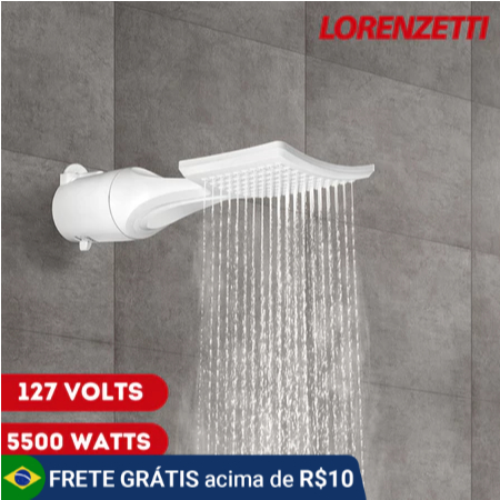Chuveiro Ducha Eletrônico Loren Shower Ultra Lorenzetti 127v 5500w Branco Elétrico