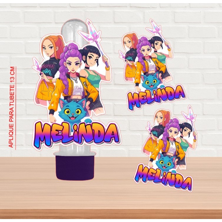 Aplique Tubete Personalizado Guerreiras do K-POP  | Lembrancinha Festa Infantil | Aniversario