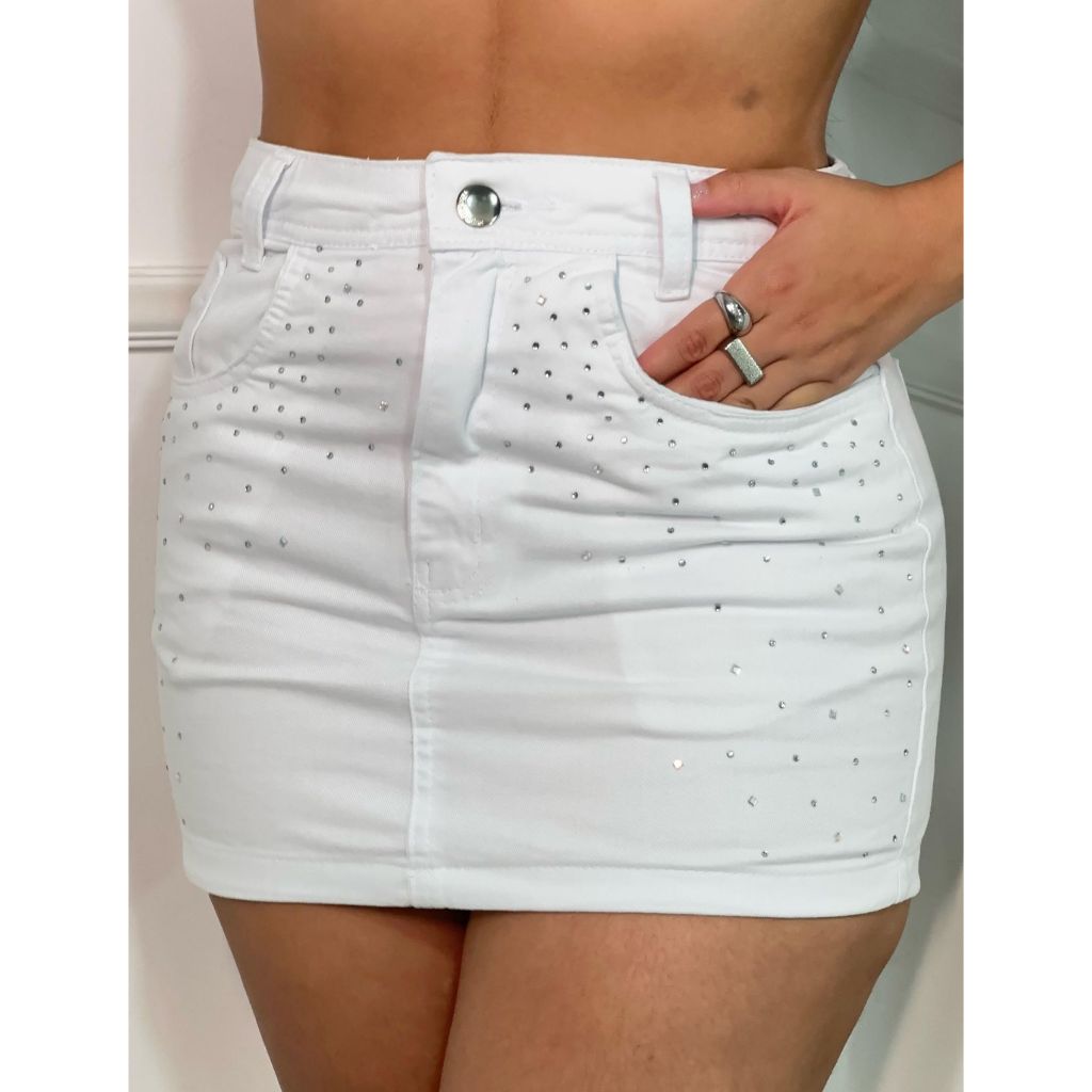 Sainha jeans com brilho DASSH