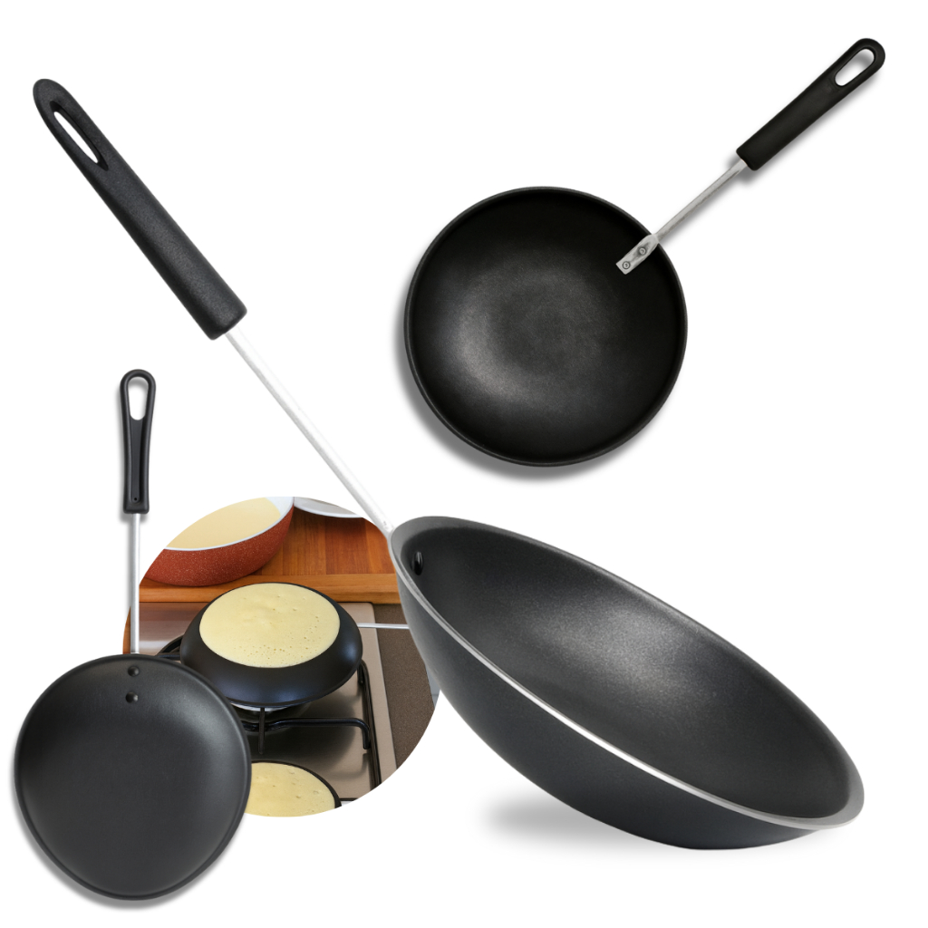 Panquequeira Invertida Frigideira Oval Antiaderente Crepes Aluminio