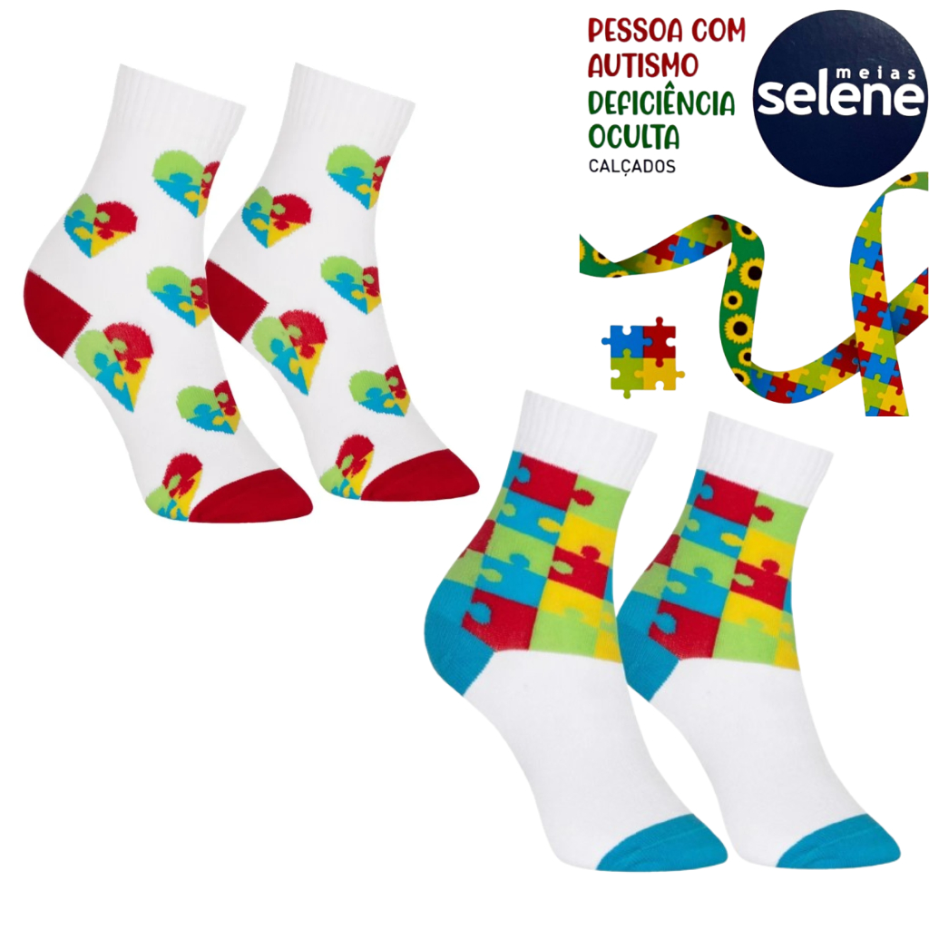 Meia Pessoas com Espectro Autista (TEA) Selene 25 a 38 em Oferta na Shopee