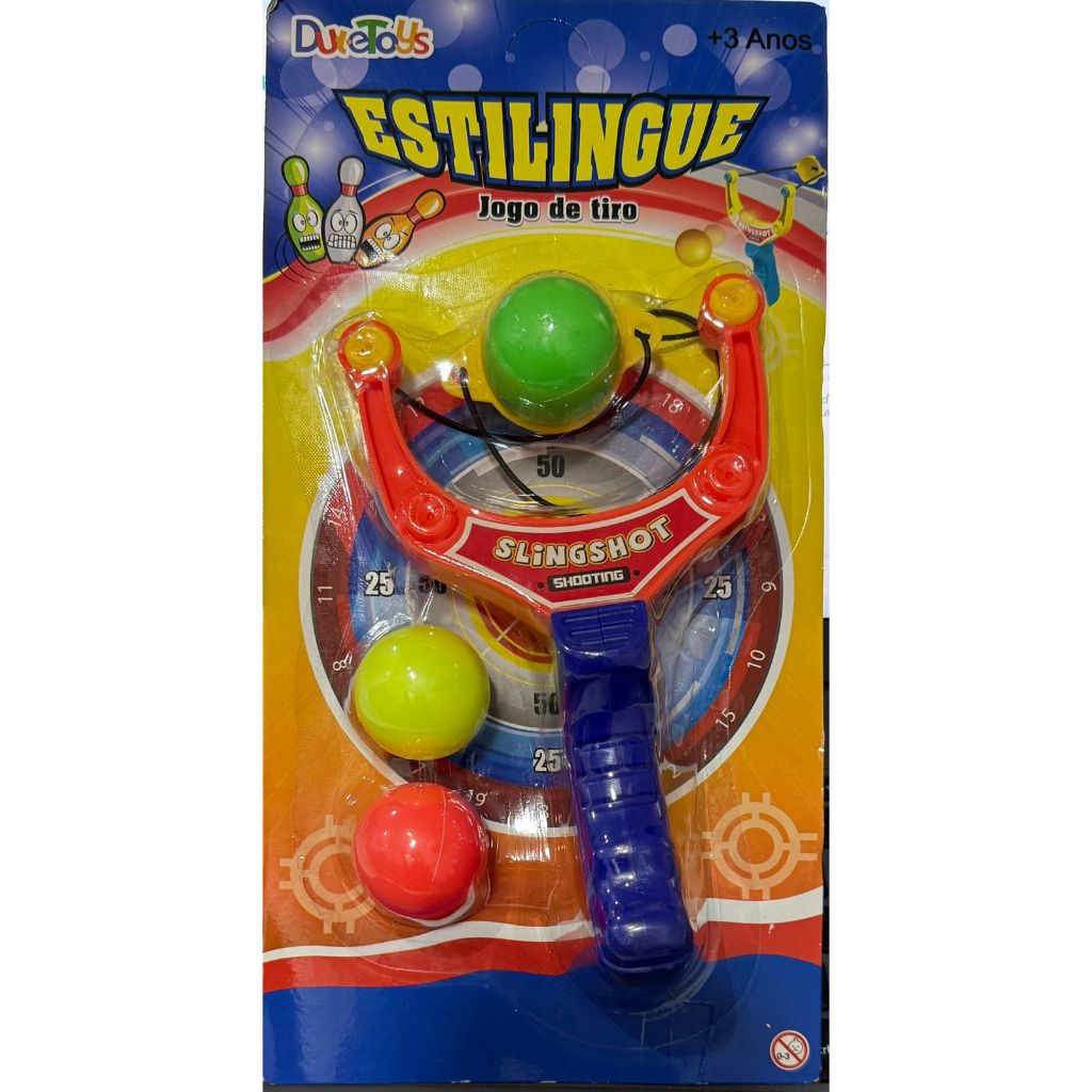 Estilingue Brinquedo Baladeira Lança 3 Bolas Soft Macia Diversas Cores Envio imediato Bolinhas, Alvo