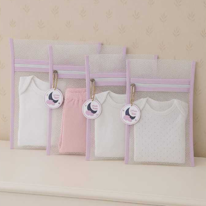 kit 4 saquinhos maternidade PERSONALIZADO COM NOME, organizador de roupa para bebe com zíper roupa limpa