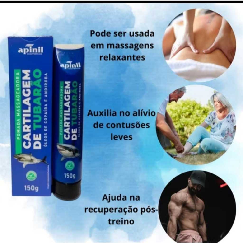 Pomadas Cartilagem de Tubarão para dores musculares e articulações 150g