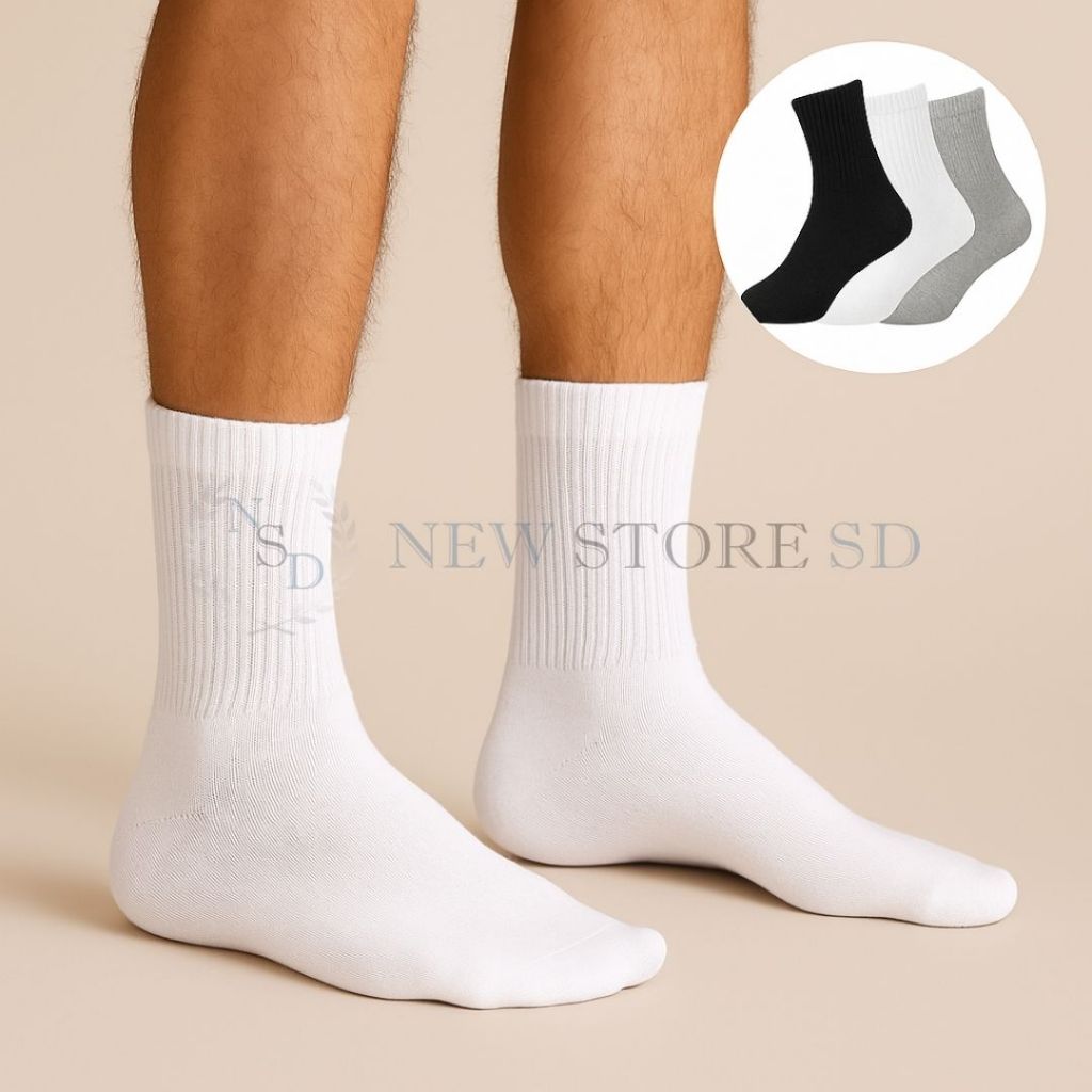 Kit 48 Pares Meia Masculina Esportiva Cano Alto Conforto Premium