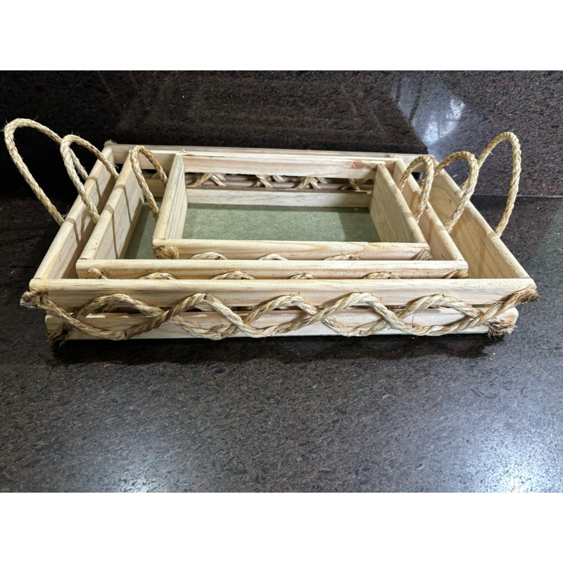 kit 3 bandejas decoradas com cordas,café da manhã frutas lanches cesta chocolates bandeja de mesa natal dia das mães