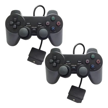 Kit 2 Controles Dualshock Joystick para Playstation 2 / PS2 Com Fio em Oferta na Shopee