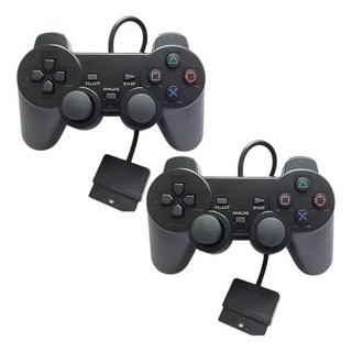 Kit 2 Controles Dualshock Joystick para Playstation 2 / PS2 Com Fio em Oferta na Shopee