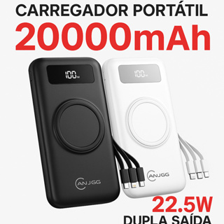 Carregador Portátil 20000mAh  e 10000mAh 22.5W com 4 Cabos e Carregamento Sem Fio - Carrega todos os aparelhos em Oferta na Shopee